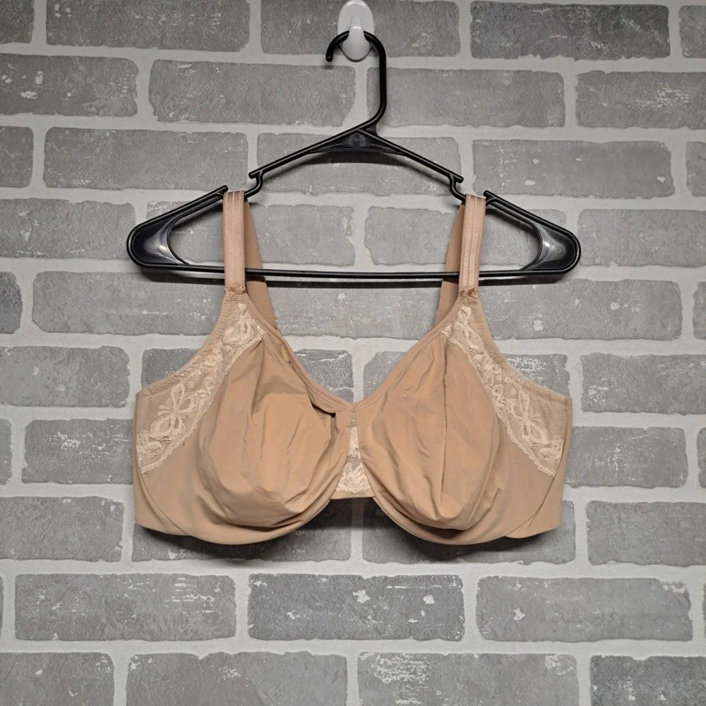 Olga by Warners Cloud 9 Underwire Unlined‎ Minimizer Bra Nude 40DD  G18961A